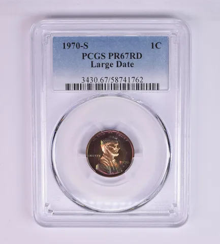 1970-S Lincoln Memorial Cent Large Date PR67 RD PCGS Beautiful Tone *1226