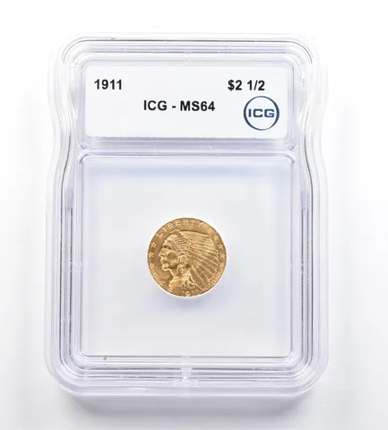 1911 $2.50 Indian Head Gold Quarter Eagle MS64 ICG *0389