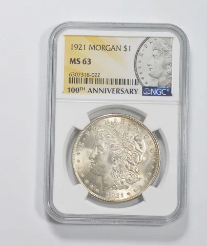 1921 Morgan Silver Dollar MS63 NGC 100th Anniv 2021 Special Label