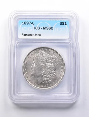 MS60 1897-O Morgan Silver Dollar Planchet Striations ICG *1280