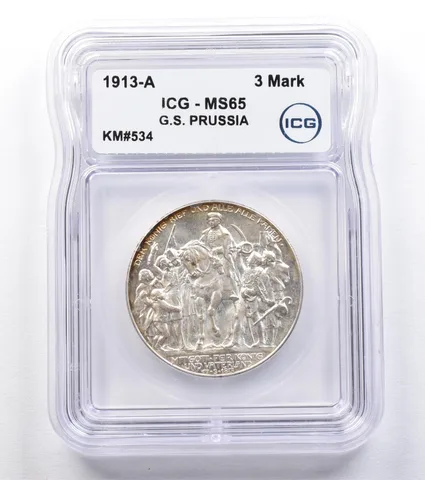 1913 A German States Prussia 3 Marks KM#534 MS65 ICG *1831
