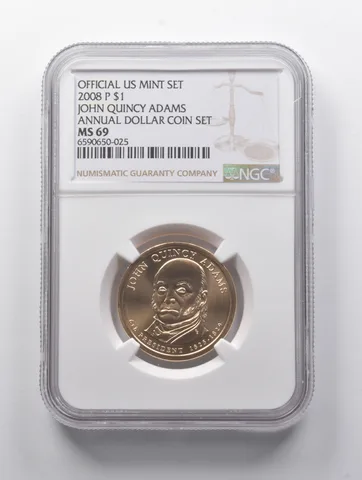 2008-P Presidential $1 John Quincy Adams Annual Dollar Coin Set MS69 NGC