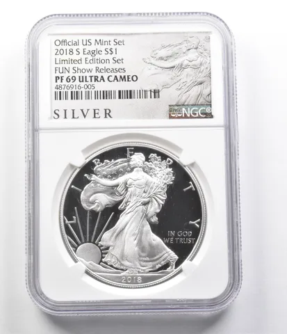 PF69 UCAM 2018-S American Silver Eagle FUN Show Releases LTD ED Set NGC a9227
