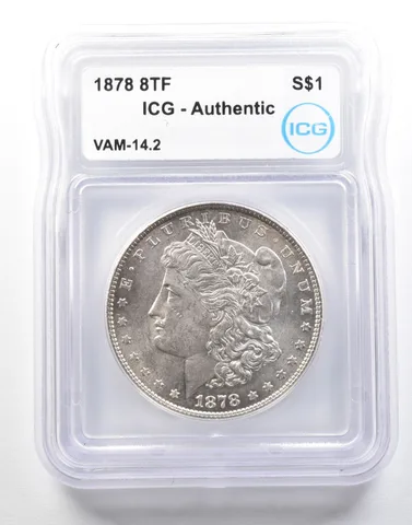 1878 8TF Morgan Silver Dollar VAM-14.2 Authentic ICG *0119