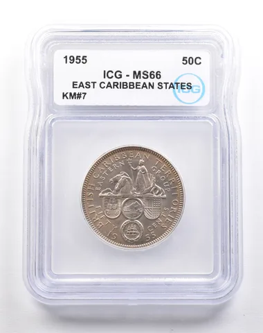 1955 East Caribbean States 50 Cents KM#7 MS66 ICG *5478