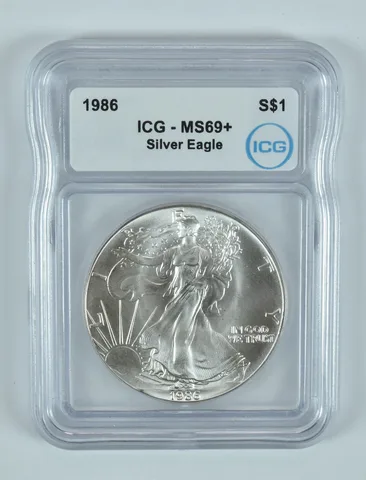 1986 American Silver Eagle MS69+ ICG