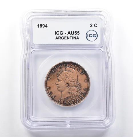 1894 Argentina 2 Centavos AU55 ICG *9941