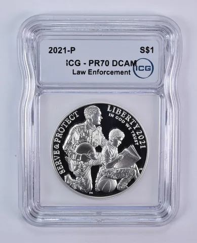 2021-P Law Enforcement Commemorative Silver Dollar PR70 DCAM ICG