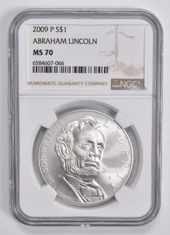 2009-P Abraham Lincoln Commemorative Silver Dollar MS70 NGC Brown Label