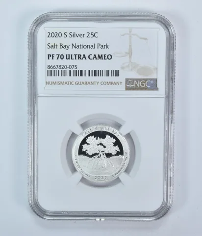 2020-S Washington Quarter ATB Salt Bay Silver PF70 UCAM NGC Brown Label