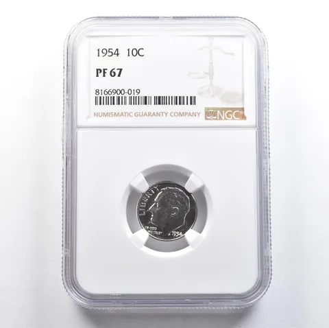 1954 Roosevelt Dime PF67 NGC PQ Cam Look *7655