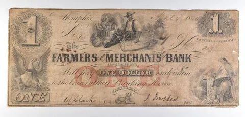 1854 $1 Memphis TN Farmers & Merchants Bank Obsolete Note *8652
