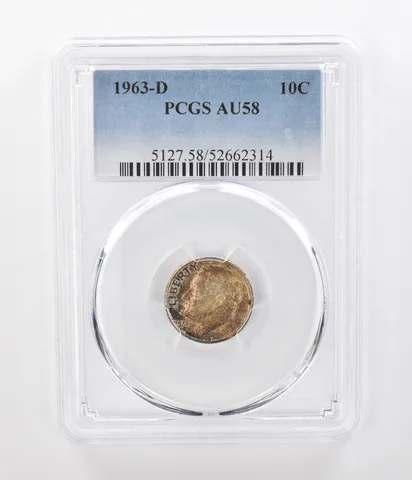 1963-D Roosevelt Dime AU58 PCGS Beautiful Tone a1061
