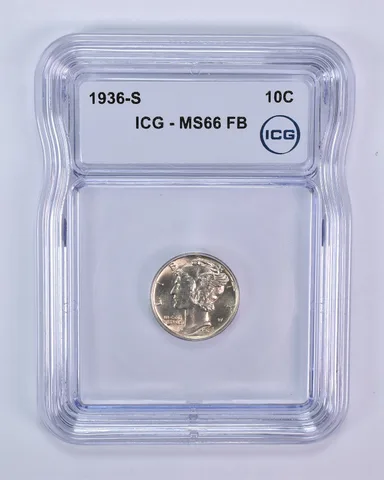 1936-S Mercury Dime MS66 FB ICG