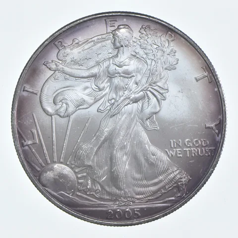 Beautiful Toned - 2005 American Silver Eagle 1 Troy Oz .999 Fine Silver *963