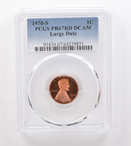 1970-S Lincoln Memorial Cent Large Date PR67 RD DCAM PCGS Beautiful Tone *2091