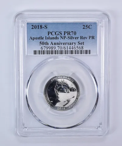 2018-S Quarter ATB Silver Apostle Islands 50th Anniversary Set Reverse PR70 PCGS