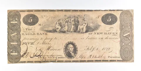 1822 $5 New Haven CT Eagle Bank Obsolete Note *0243