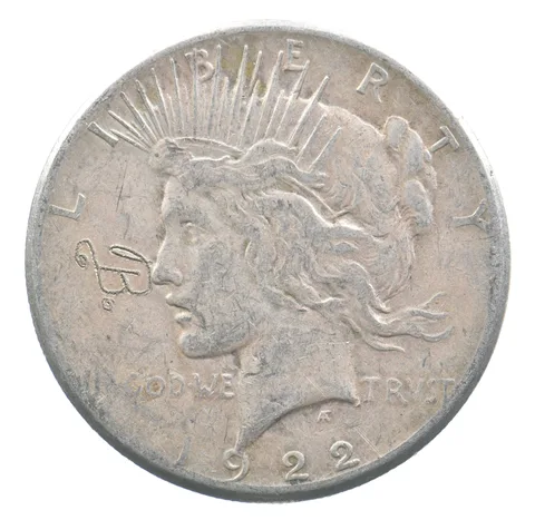 1922-S Peace Silver Dollar B Etched Counter Stamped *7271