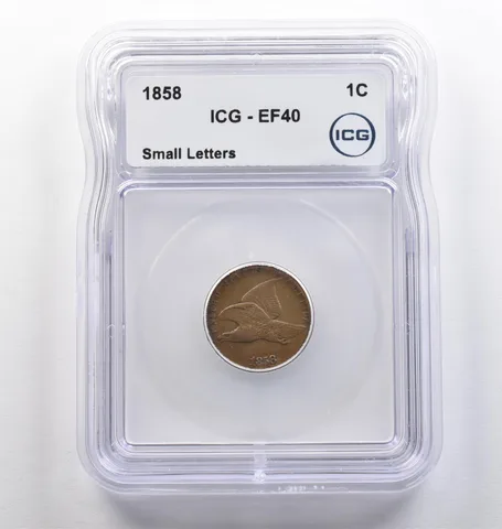 1858 Flying Eagle Cent Small Letters EF40 ICG *4086