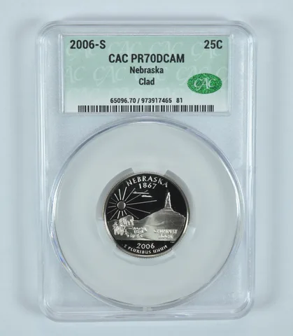 2006-S Washington State Quarter Nebraska CLAD PR70 DCAM CAC CACg