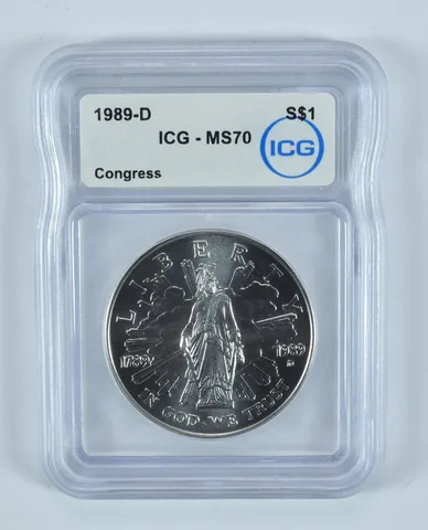 1989-D Congress Commemorative Silver Dollar MS70 ICG