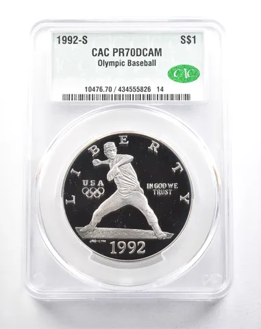 1992-S Olympic Baseball Commemorative Silver Dollar PR70 DCAM CAC *5776