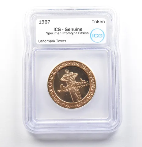 1967 Casino Token Landmark Tower Half Dollar Specimen Prototype ICG *0560