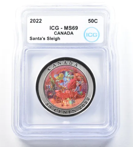 2022 Canada 50 Cents Santa's Sleigh MS69 ICG *8896