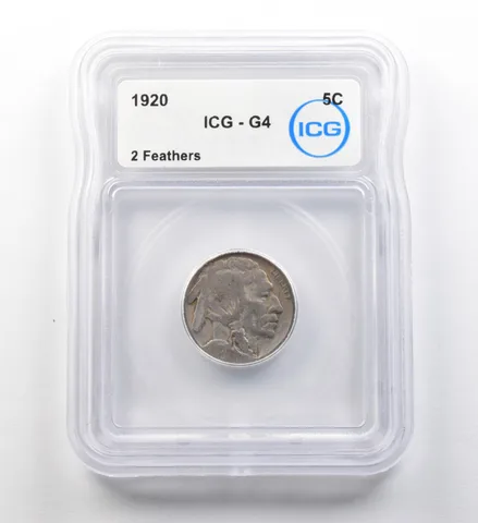 1920 Indian Head Buffalo Nickel 2 Feathers G4 ICG ERROR *8187