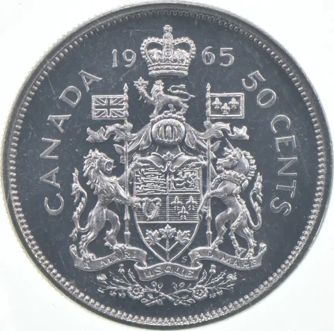 1965 Canada Half Dollar Prooflike In Cello 80% Silver