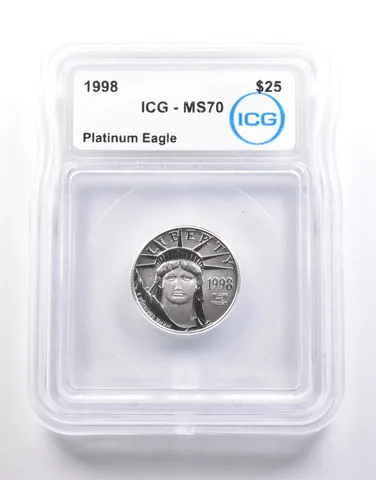 1998 $25 American Platinum Eagle 1/4 Oz Platinum MS70 ICG