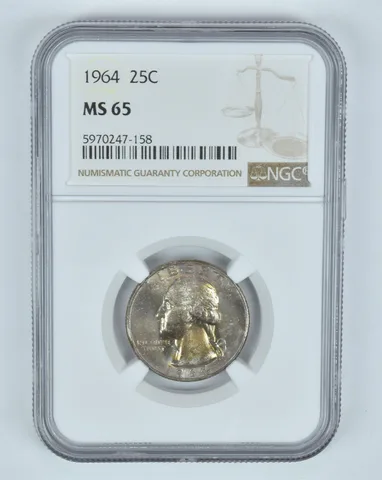 MS65 1964 Washington Quarter - Graded NGC Toned! a8826