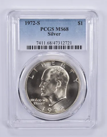 1972-S Eisenhower $1 Silver MS68 PCGS Blue Label