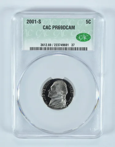 2001-S Jefferson Nickel PR69 DCAM CAC CACg