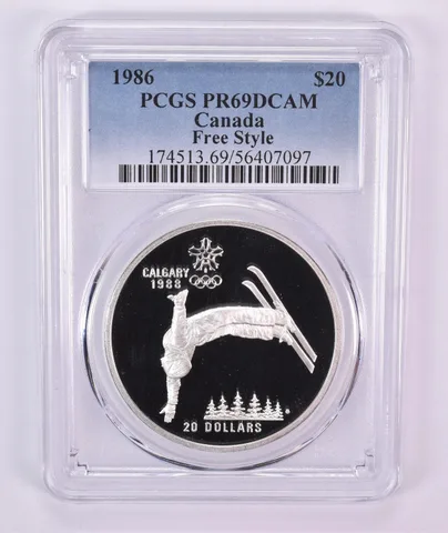 1986 Canada 20 Dollars Calgary Olympics Freestyle PR69 DCAM PCGS