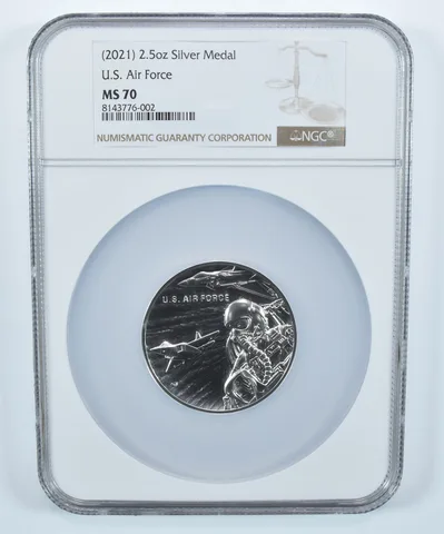 (2021) 2.5 Oz Silver Medal US Air Force MS70 NGC Brown Label