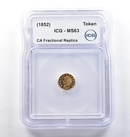 (1852) CA Fractional Gold Style Token Indian Head 1/2 Dollar MS63 ICG *3828