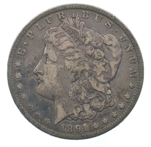 Early - 1891 Morgan Silver Dollar - 90% US Coin *028