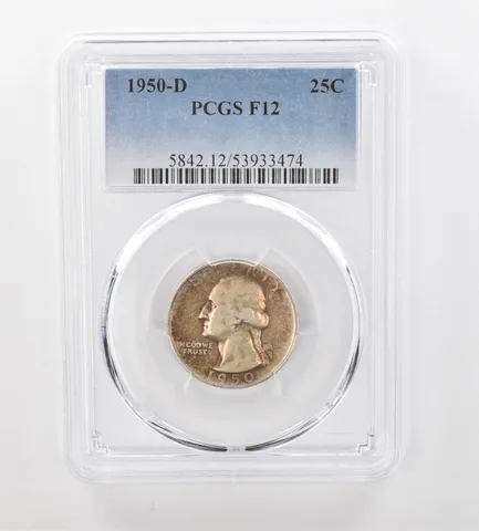 1950-D Washington Quarter F12 PCGS Beautiful Tone *0946