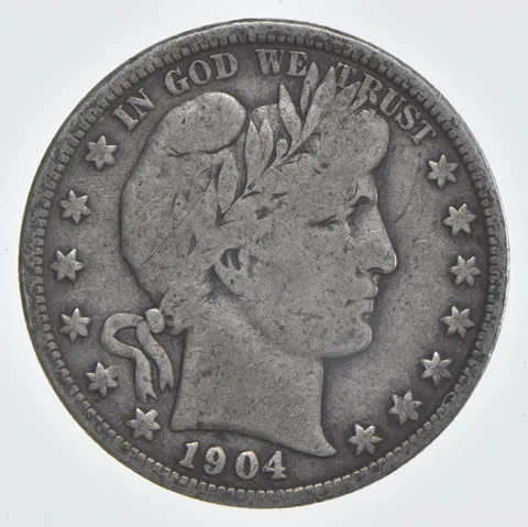 1904-S Barber Half Dollar 90% Silver VG Condition