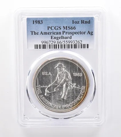 1983 Engelhard American Prospector 1 Oz Silver MS66 PCGS Beautiful Tone *9228