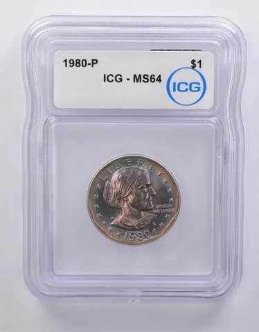 1980-P Susan B Anthony $1 MS64 ICG Rainbow Tone *7131
