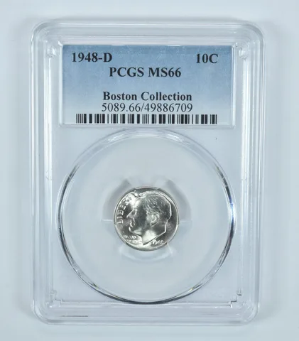 1948-D Roosevelt Dime Boston Collection MS66 PCGS Blue Label