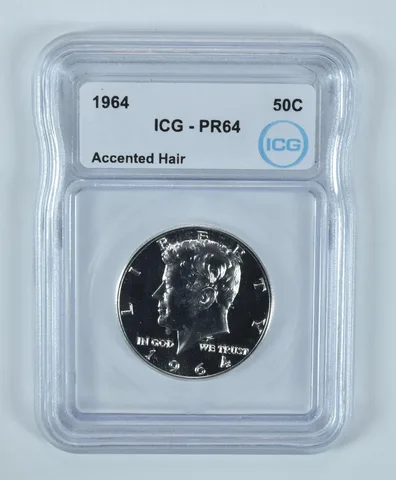 1964 Kennedy Half Dollar Accented Hair PR64 ICG