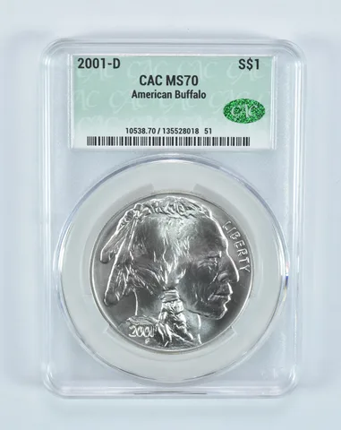 2001-D Buffalo Commemorative Silver Dollar MS70 CAC CACg