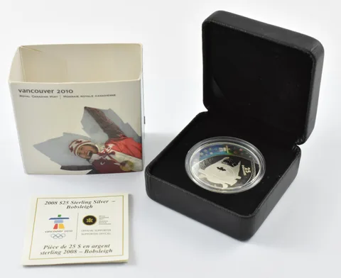 2008 Canada 25 Dollars Silver Bobsleigh W/ OGP a2598