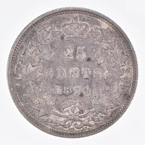 Better Date - 1874 Canada 25 Cents World Coin- Silver *304