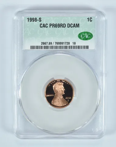 1998-S Lincoln Memorial Cent PR69 RD DCAM CAC CACg