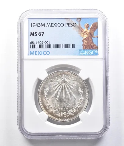 1943 M Mexico Peso Silver MS67 NGC a2579